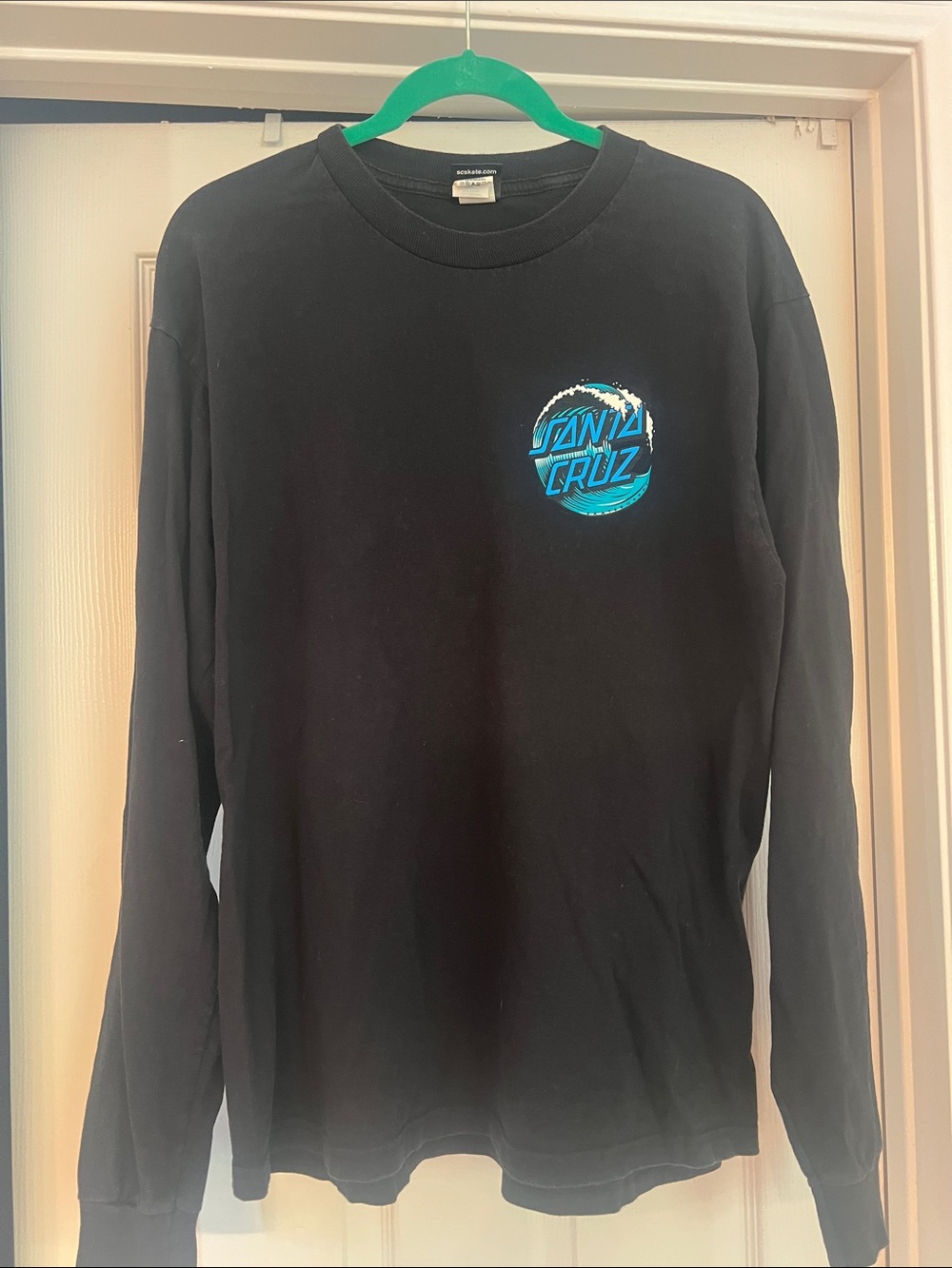Santa Cruz Skateboards Black Long Sleeve Tee with Blue Logo